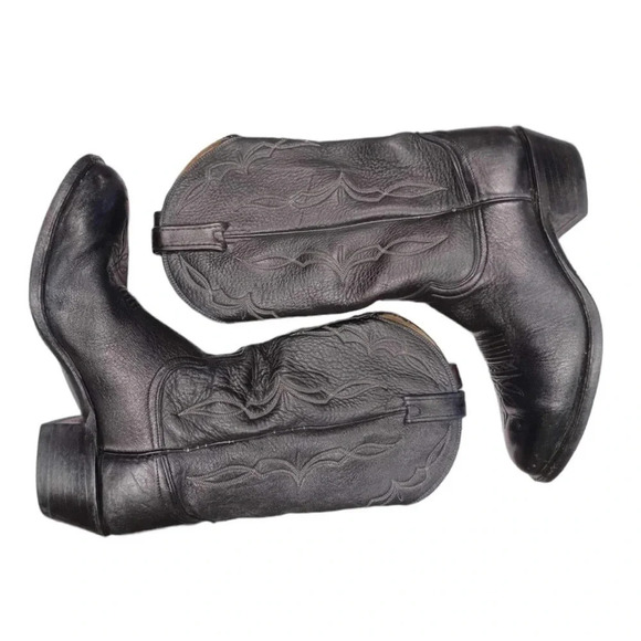 💥HOST  PICK💥 Dan Post Vintage Black Cowboy Boots Size 10.5 EW - Picture 3 of 14